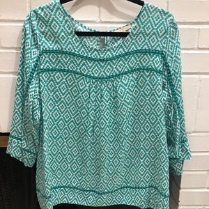 Stitch Fix - Green geo print tunic
